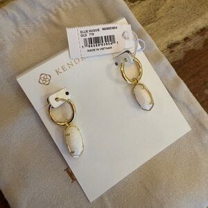 Ellie Huggie Earrings in Gold with STUNNING white lab grown opal